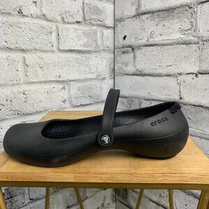Crocs Shoes Women's 8 Black Alice Work Mary Jane Ballet Flat Slip On Comfort